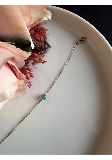 Akik Doğal Taşlı Gold Çelik Bileklik Sevgili Takı Koleksiyonu Çok Renkli