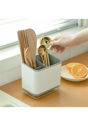 Pazly Çift Katmanlı Ayrılabilir Kafes Çatal Kaşık Depolama Tutucu Drenaj Raf Mutfak Organizatör Siyah Siyah