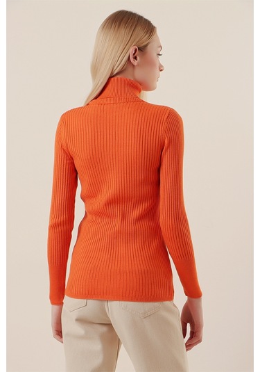 Bigdart 10311 Balıkçı Yaka Triko Kazak - Turuncu 001
