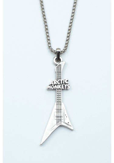 Arctic Monkeys Elektro Gitar Örme Zincir Kolye Gümüş