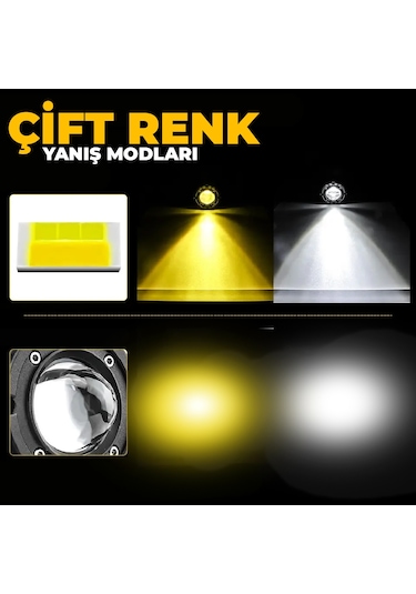 Sunfire 18W Çift Renk Gömme Montaj Turuncu Beyaz 8cm Off Road Led