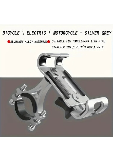 Hightower Alüminyum Alaşım Bisiklet Telefon Tutucu 4 Vidalı Ayarlanabilir Kelepçe Motosiklet Scooter Araç Gümüş Gri