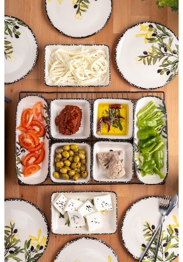 Olive 14 Parça 6 Kişilik Kahvaltı Takımı Çok Renkli