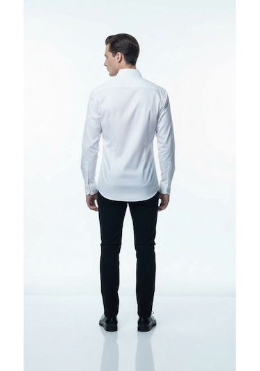 Plus Scorpion Erkek Beyaz Klasik Gömlek Slim Fit, Düz Model, Şık Ofis & Günlük Kombin Beyaz