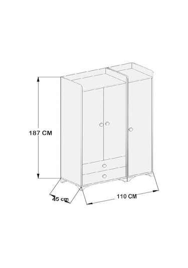 Patiko BDLP 049 Sonomo 3 Kapılı Dolap Beyaz - Sonomo