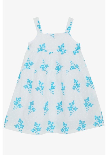 Escabel Kız Çocuk Elbise Çiçek Desenli 1.5-5 Yaş, Beyaz Beyaz