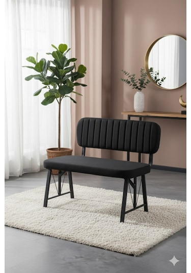 Elfin Mutfak , Yemek Odası Bahçe Balkon Otel Restoran Kafe Bench, Puf, Sırtlı Bench -1 Adet Siyah Siyah