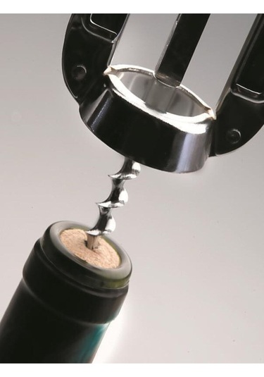 Boj Çift Kollu Tirbuşon Türbişon Şarap Açacağı 992805 Mantar Kapak Açma Aleti Mat Krom Kaplama Gri