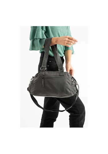 Kadın Omuz Çantası Çapraz Askılı Postacı Bayan Çantası 21 31 Cm Poliamid Hafif Kumaş Kol Çantası Gri