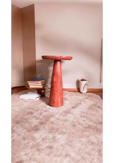 Şık Tasarımlı Masif Ahşap Mantar Sehpa Doğal Maun Tekli