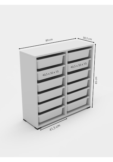Berra 12 Sepetli Çok Amaçlı Dolap Oyuncak Dolabı Çam Diğer