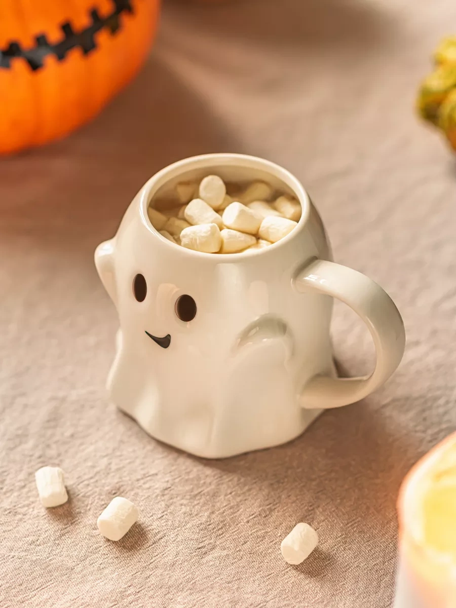 Roomi Çay Ve Kahve İçin Seramik Kupa "hayalet" Figürlü 182368554 Beyaz