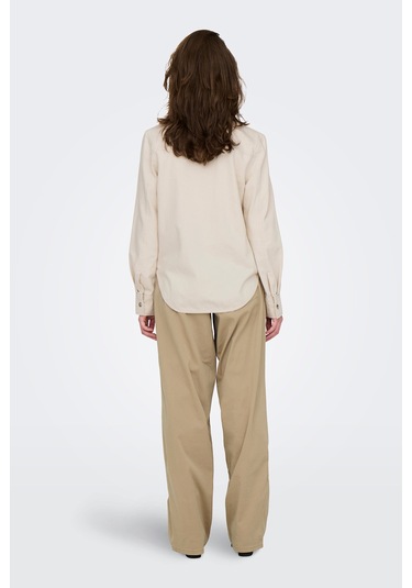 Only Kadın Onlsılla Çift Cep Detaylı Kot Gömlek 15338783 Bej Bej