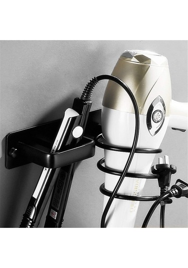 Yunboo Banyo Saç Bakımı Aletleri Depolama Rafı: Fön Makinesi, Düzleştirici, Kıvırıcı Tutucu - Siyah Uzay Alüminyum - Delme Yok Kurulum Diğer