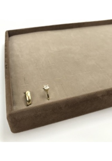 Süet kaplama iki renk yüzük tablası (78kesik) Kahverengi