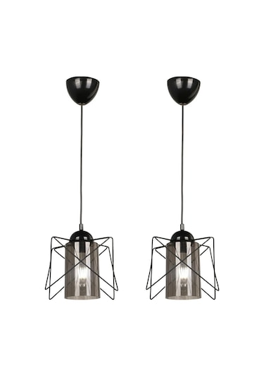 Trend Kitchen 2 Adet Zigzag Tekli Siyah-füme Avize Siyah