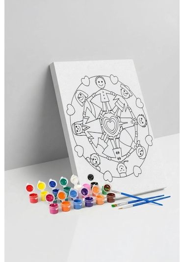 Sevgi Çemberi Desenli Mandala Ahşap Boyama Seti 40x50 Cm