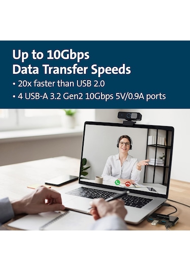 Kensington Ch1200 Usb-c 10gbps 4-port Hub, 4 Usb 3.0 Ile Usb Tipi