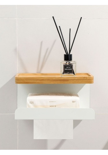 Wondernest Tuvalet Rafı, Monte Linen Kağıt Havluluk, Duvara Çivisiz Kurulum Beyaz Banyo Organizer Beyaz