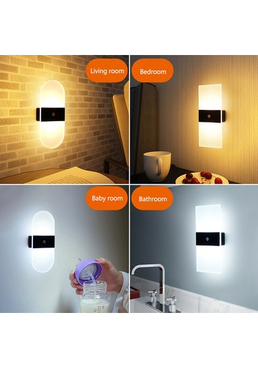 Hangfox Beyaz Dikdörtgen Akıllı Vücut Algılama Led Duvar Lambası, Şarjlı Manyetik Montaj, Ev Zemin/ Koridor Için, Beyaz Işık Diğer