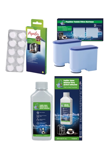 Philips Uyumlu Ca6700 Espresso Bakım Seti 2 Li Aquaclean + 10 Tablet Yağ Çözücü + Kireç Çözücü 1 Adet
