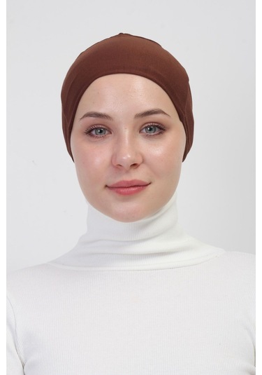 Pratik Dikişsiz Bağlamalı Kaymayan Tesettür Bone Çikolata