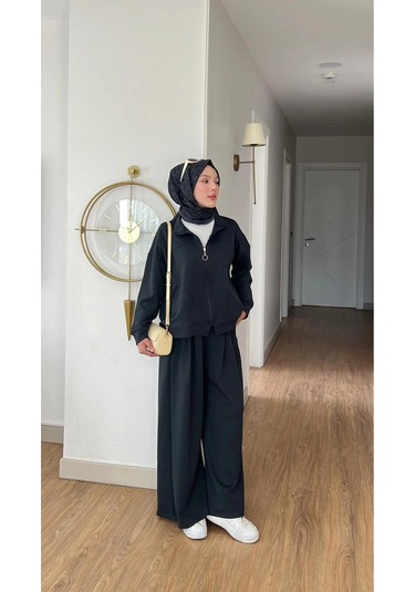 Emily Modal Kumaş Fermuarlı Tesettür İkili Alt Üst Takım Çok Renkli