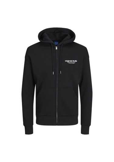 Jack & Jones Jorvesterbro Zıp Hood Noos Siyah Erkek Sweatshirt 12241691 Siyah