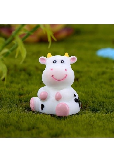 İnek Heykelcik Çevre Dostu Zanaat Heykeli Göz Alıcı Reçine Minyatür İnek Ev İçin 2
