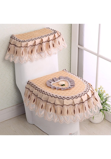 Teltree Halka Açık Satış Yüksek Kaliteli Dokulu Klorlu Mavi Tuvalet Kılıfı Seti - Toz Koruyucu Üçlü Paket Dokuma, Kolay Kurulum Diğer