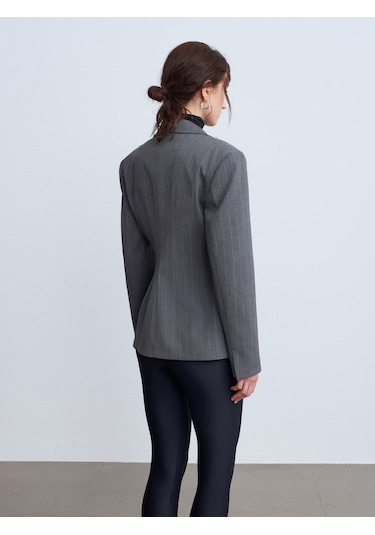 Dilvin 60774 Fitted Kesim Vatkalı Blazer-gri Gri