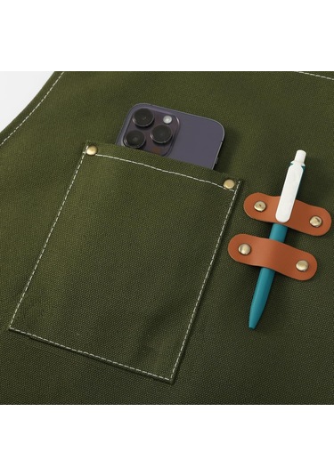 Erkekler Kadınlar İçin Şef Önlükleri Büyük Cepli, Pamuklu Kanvas Çapraz B Ordu Yeşili, Diğer