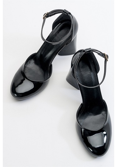 Luvishoes Oslo Siyah Rugan Kadın Topuklu Ayakkabı Sıyah Rugan