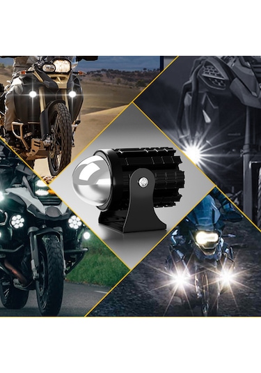 Motosiklet Scooter Mini Sis Farı Set Delici Işık Beyaz Sarı Metal