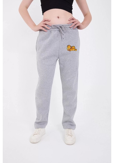 Üç İplik Baskılı Eşofman Pantolon - Gri 001