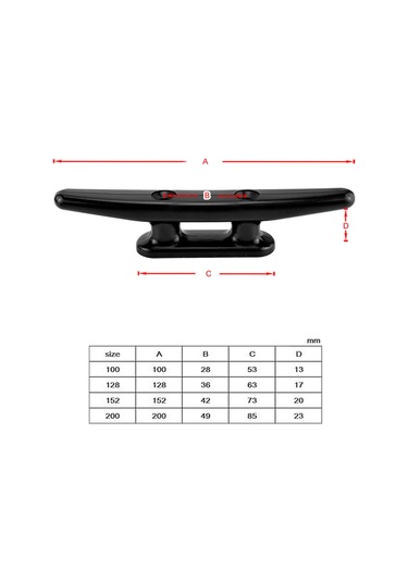 Mufunye Tekne Ve Yat Aksesuarı: Siyah Nilon Tether Cleat, 4-8 İnç Seçenekli, Kaynak Ve İp Tutucu 1 Adet + 2 Vida