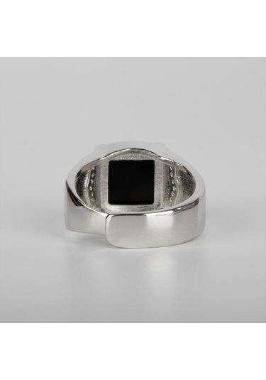 Bella Box Klasik Yüzük Kare Siyah Zirkon Açık Ayar Yüzük Güzel Takı Siyah