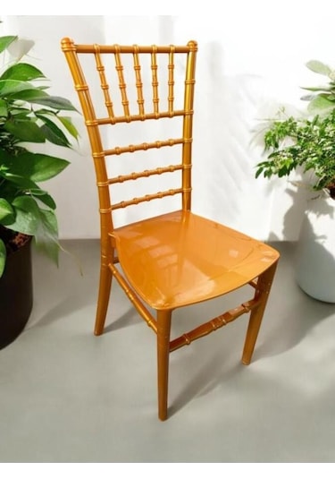 4 Adet Tifany Düğün Organizasyon Bahçe Ve Mutfak Sandalyesi Gold Gold