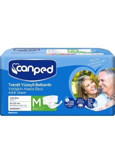 Canped Tekstil Yüzeyli Belbantlı Yetişkin Hasta Bezi Orta Boy M 30'lu