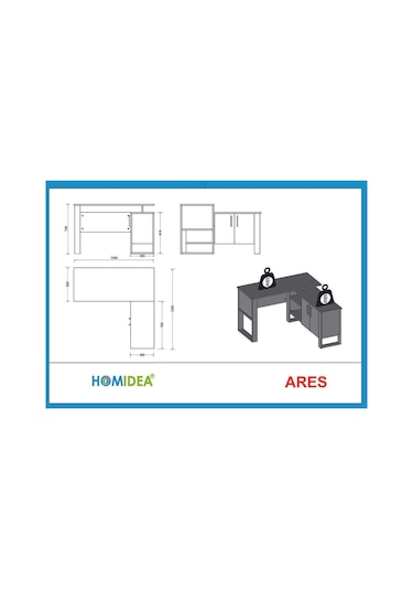 Ares Çalışma Masası Ofis Masası Bilgisayar Masası Ceviz - Antrasit Antrasit - Ceviz