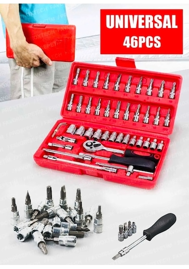 58 Parça 46mini Lokma Takımı Otomatik Cırcırlı 1/4" 12 Parça Komb