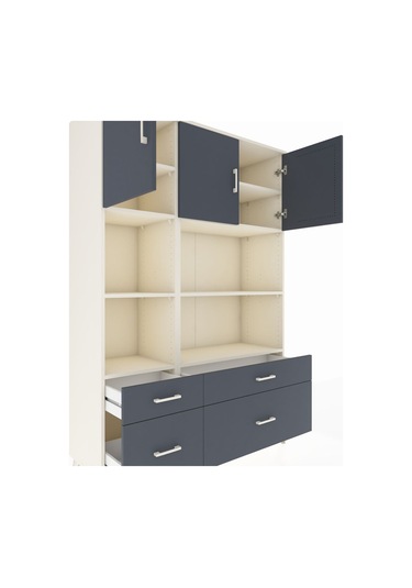 Hyperion Dolap 8 Raflı 4 Çekmeceli 3 Kapaklı 132x44x195 Aytaşı-antrasit/antrasit Antrasıt/antrasıt