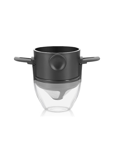 Metabagua Dimute Shop Taşınabilir Katlanabilir Kahve Filtresi Abs Tepsi Kupa Ikili Set Dtl21r Siyah