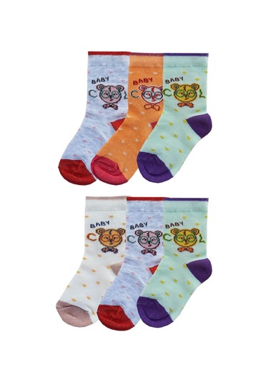Hepsinerakip 12Li Kız Bebek Soket Çorap Renkli Desenli Ekonomik Çorap