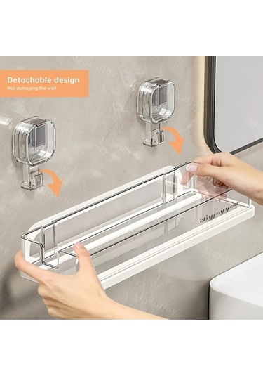 Willowhaven Musurjoy Delmeli Banyo Rafı Transparan Beyaz Duş Köşe Dolabı Şeffaf Beyaz