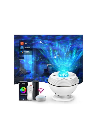 Mufunye Akıllı Uygulamalı Çocuk Gece Lambası: Alexa Destekli Yıldız Projeksiyon, Zamanlayıcı Ve Ses Kontrolü İle Galaksi 360 Projeksiyon