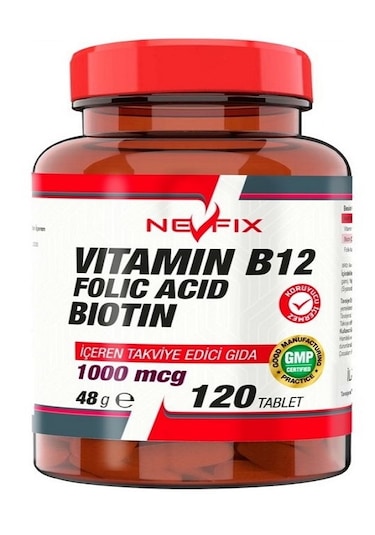 Nevfix Vitamin B12 1000 Mcg Biotin 120 Tablet + Hap Kutusu