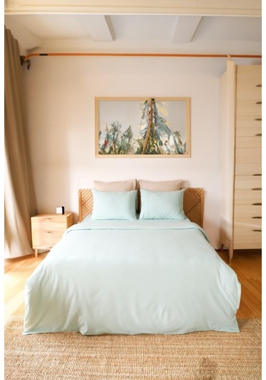 Moosh Çift Kişilik Lastikli Çarşaflı Nevresim Takımı Mint Yeşili Mint Yeşil