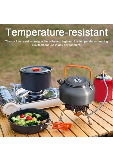 Ulzyvf Yürüyüşü Turuncu Tencere Tava Seti, Seyahat Seti Piknik Kamp Turuncu