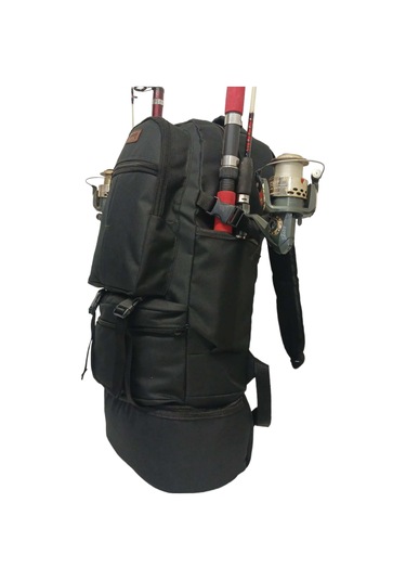 Termal Alt Bölmeli Siyah Kamp Ve Balıkçı Sırt Çantası 70 34 27cm Siyah